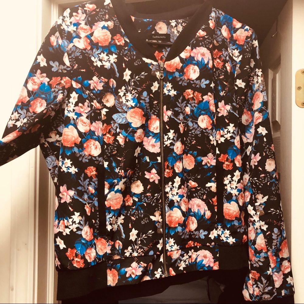 Fashionista Floral Zip Bomber Jacket